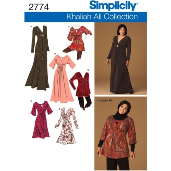 Simplicity 2774 Sewing Pattern -  Khaliah Ali Collection Knit Dresses & Tunics - Picture 1 of 3